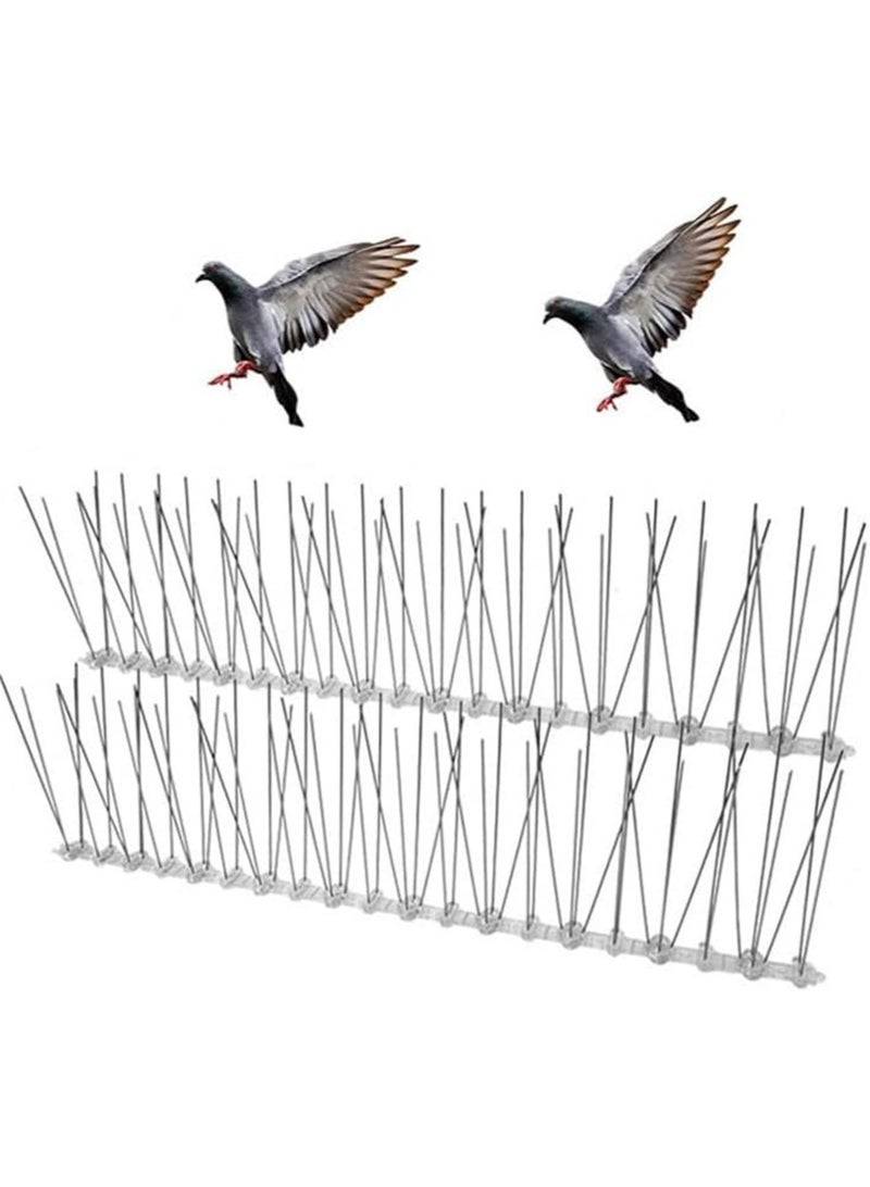 يالونج قطعتين من الطيور والحمام مع الأشواك الفضة 50 سم ضد الطيور الشائكة ، وتستخدم في الهواء الطلق لمنع الطيور والسناجب والقطط من الاقتراب ، الفولاذ المقاوم للصدأ ضد الطيور الشائكة 2 19.6 بوصة - Image 1