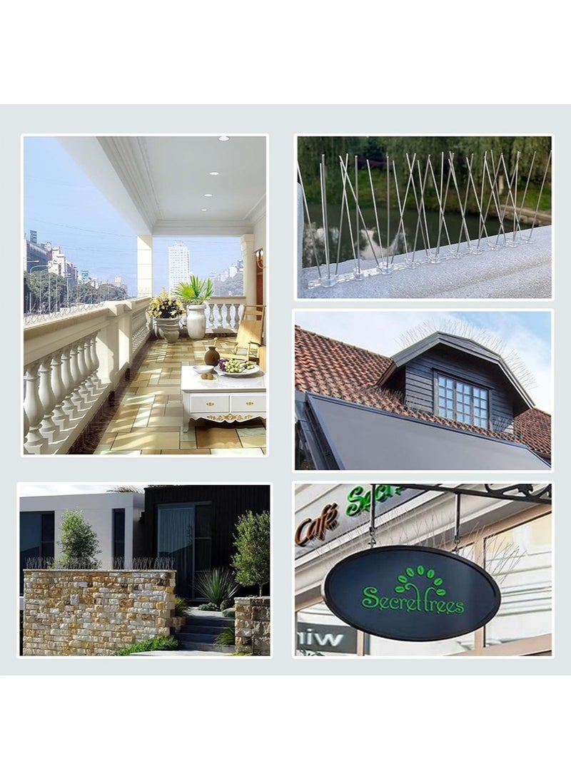 يالونج قطعتين من الطيور والحمام مع الأشواك الفضة 50 سم ضد الطيور الشائكة ، وتستخدم في الهواء الطلق لمنع الطيور والسناجب والقطط من الاقتراب ، الفولاذ المقاوم للصدأ ضد الطيور الشائكة 2 19.6 بوصة - Image 4