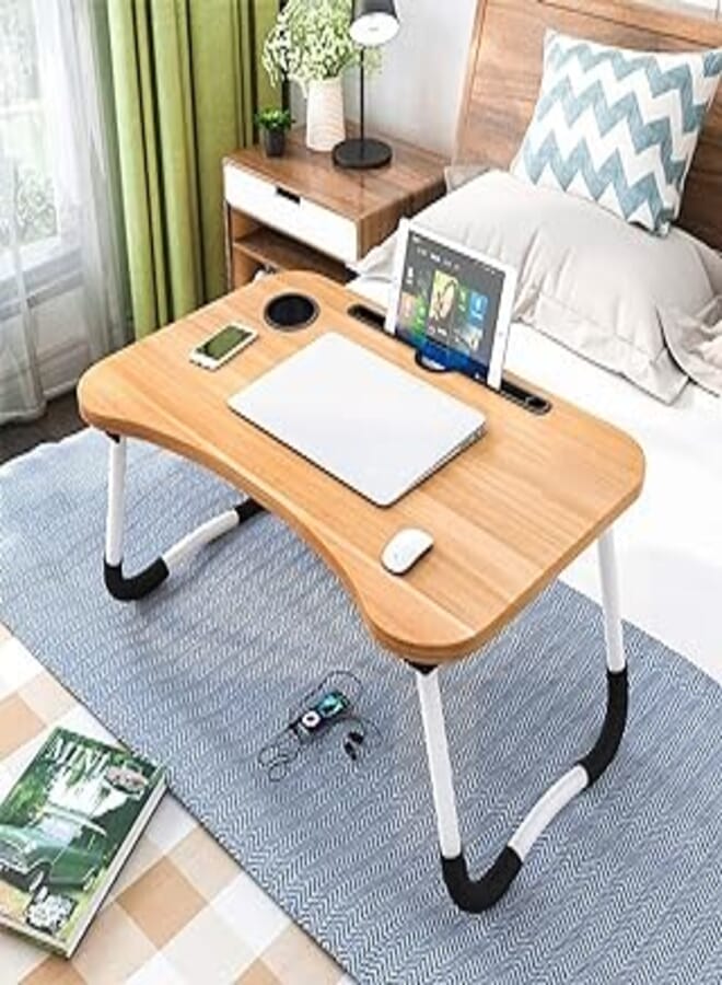 Folding Bed Table Laptop Tray + Kids Writing Tablet 8.5” Lap Desk Notebook Stand with ipad Holder Cup Slot Adjustable Anti Slip Legs Foldable for Indoor Outdoor Camping Study Eating Reading