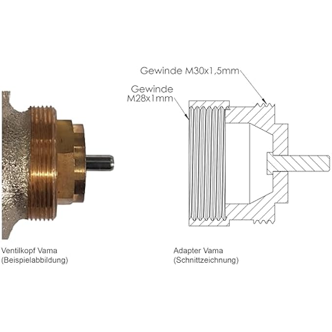 700114 VAMA METAL ADAPTER FOR ELECTRONIC RADIATOR THERMOSTATS, M28X1,0MM - Image 2