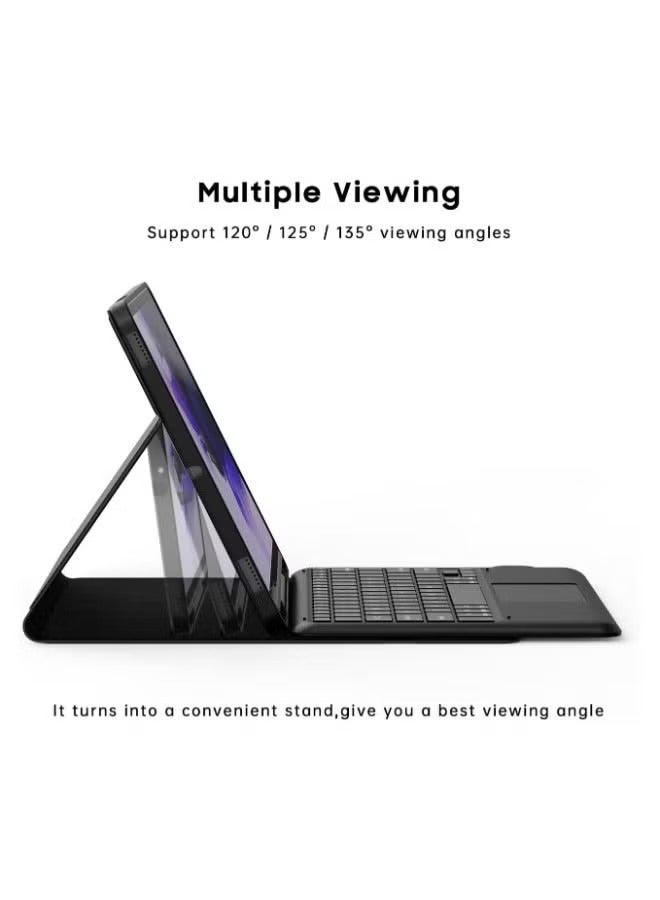 For Samsung Galaxy Tab S7 FE / S7 Plus /S8+ 12.4 inch Case with Keyboard - Smart Detachable Wireless Touchpad Tablet Keyboard Cover - Tab S7 FE 2021/ S7+ 2020/S8+ Keyboard Case with S Pen Holder Black - Image 2
