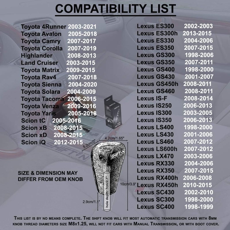 SHIFTIN Leather Wood Gear Shift Knob for Toyota Avalon Yaris 4Runner Land Cruiser Sienna Camry Solara Tacoma and Lexus ES300 ES330 GS300 GS400 GS430 (Gray Leather) - Image 5