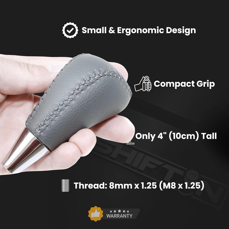 SHIFTIN Leather Wood Gear Shift Knob for Toyota Avalon Yaris 4Runner Land Cruiser Sienna Camry Solara Tacoma and Lexus ES300 ES330 GS300 GS400 GS430 (Gray Leather) - Image 3