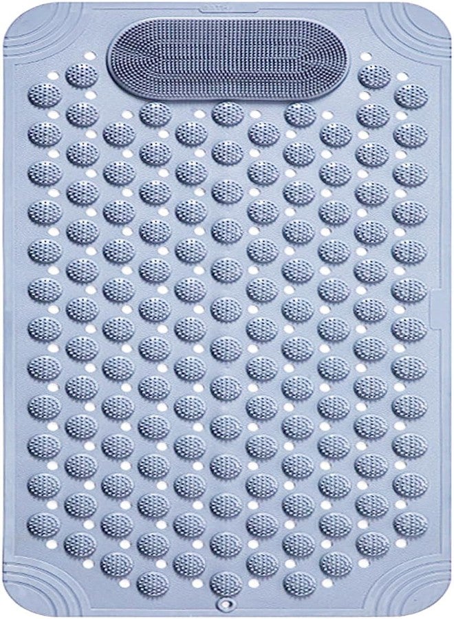 RichAxis Rectangular Anti Skid Bath Mat with Foot Scrubber for Bath Room Shower Mat with Suction Cups & Drain Holes Silicone Floor Mat for Kids & Adults (70 X 35, Grey) - Image 1