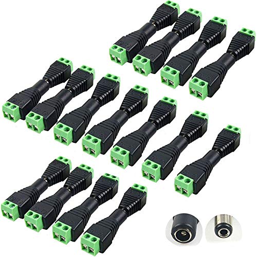 exgoofit DC Power Connector 15 Pairs 12V Male+Female 2.1x5.5MM DC Power Jack Plug Adapter Connector for CCTV Camera and LED Strip Light - Image 1