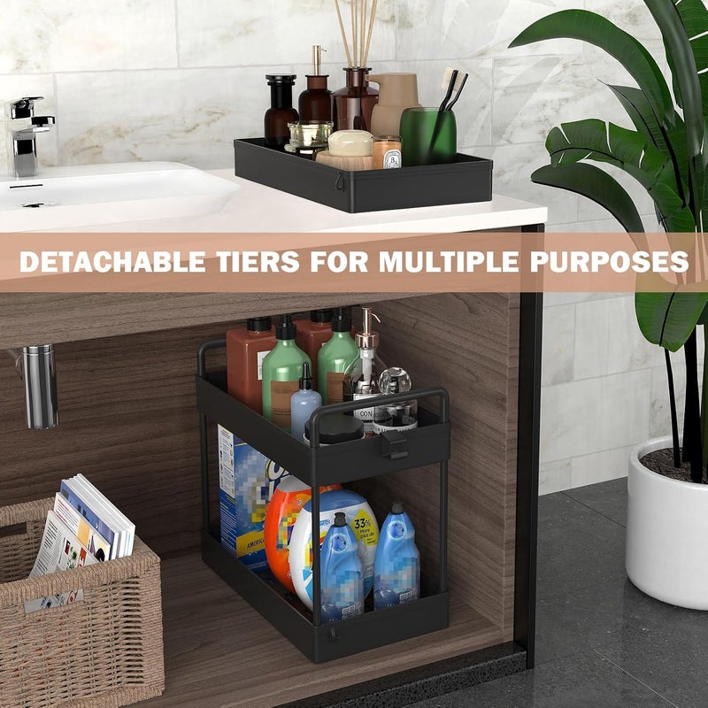 Ronlap 3 Tier Slim Rolling Storage Cart with Wheels Plastic Utility Cart Organizer for Snack Craft Art Postpartum Baby Diaper Nail Makeup in Bathroom Laundry Room Kitchen Bedside Narrow Space, Black - Image 3