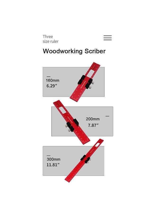 Generic - Woodworking Scriber Positioning Scribing Gauge Ruler Aluminum Alloy Measuring Tool with Metric and Imperial Scales for Carpenter - Image 1