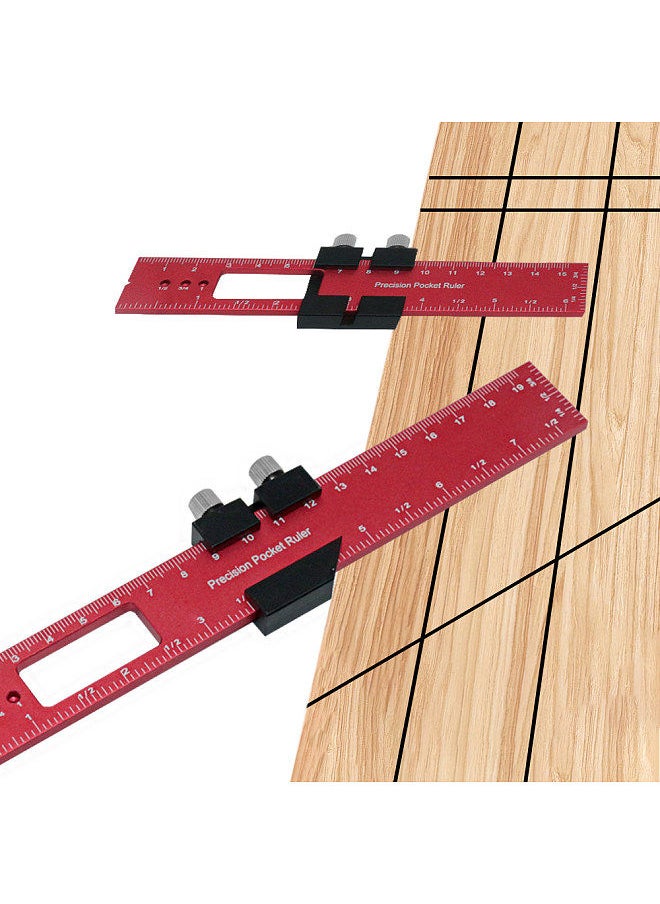 Generic Woodworking Scriber Positioning Scribing Gauge Ruler Aluminum Alloy Measuring Tool with Metric and Imperial Scales for Carpenter  - Image 3