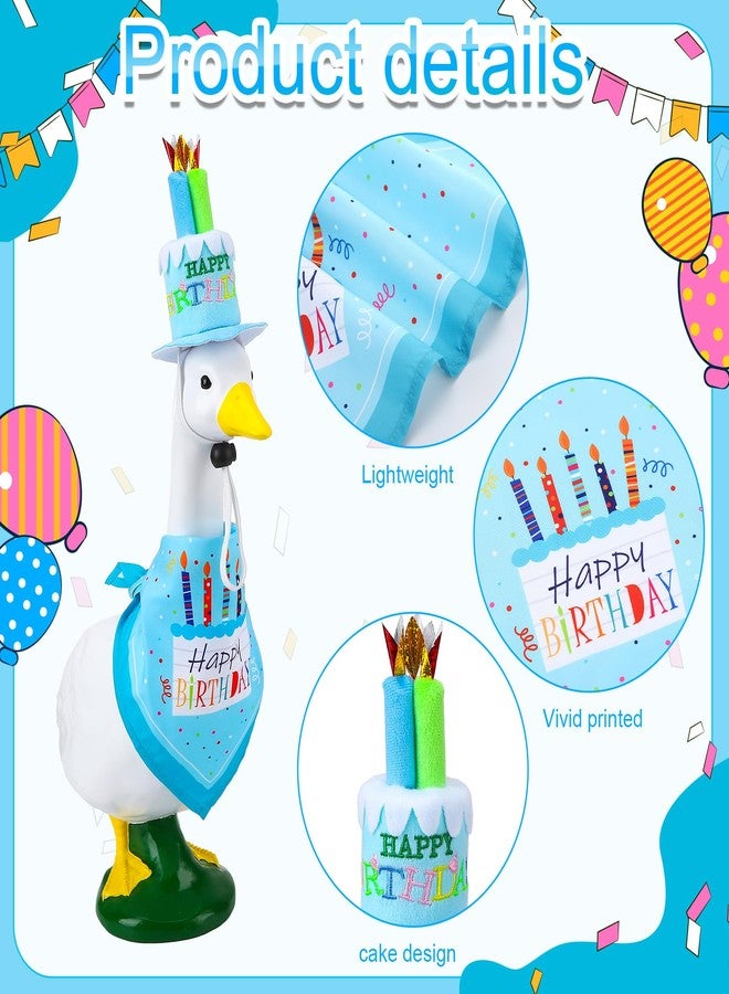 Hokoad طقم ملابس عيد ميلاد أوزة هوكواد، طقم ملابس أوزة للشرفة، قبعة كعكة عيد ميلاد، ووشاح عيد ميلاد لأعياد الميلاد، زينة أوزة وبطة بلاستيكية من الإسمنت مقاس 23 بوصة و17 بوصة (أزرق) - Image 4