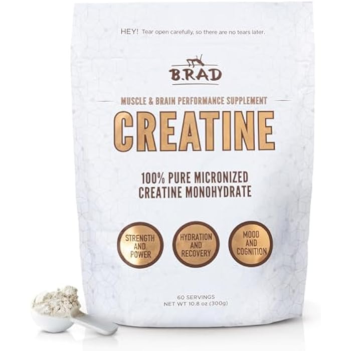 B.rad 100% Pure Micronized Creatine Monohydrate Powder | Natural, No Additives | Boosts Muscle Strength, Recovery & Performance | Supports Brain Health | 300g, 60 Servings - Image 1