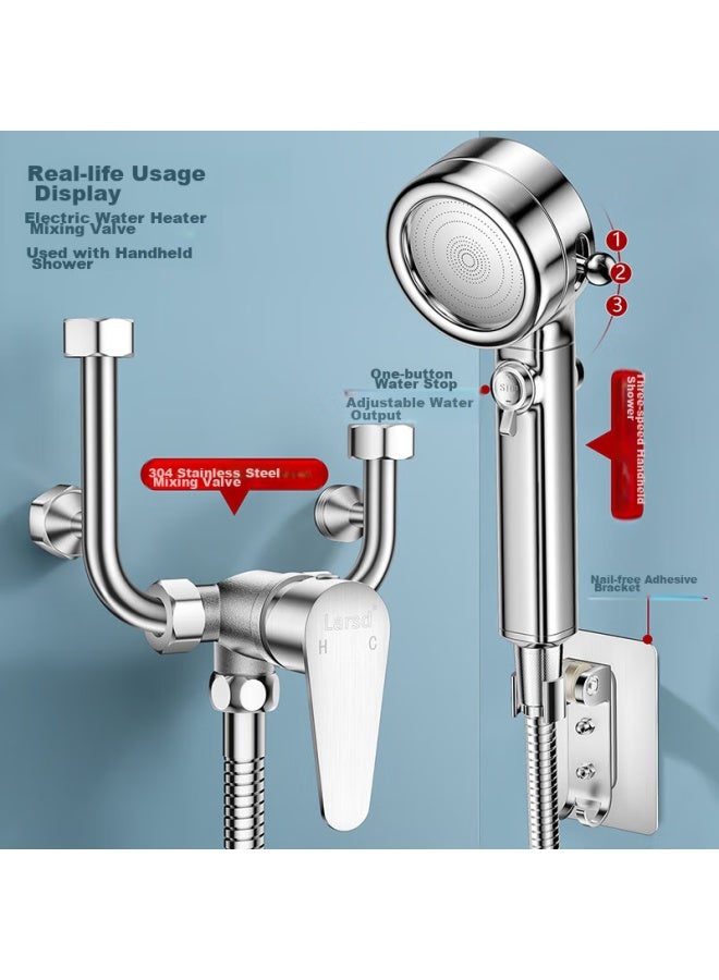 LARSD Laishidan Electric Water Heater Mixing Valve Set, 304 Stainless Steel Shower Head Switch, U-shaped Valve, Surface-mounted Shower Faucet, Ld5223t - Image 1