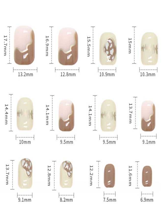 Vezocim Glue on Nails Square Short Length, 24Pcs Full Cover Reusable False Nails Kits, Artificial Fingernails Acrylic Fake Nails for Women, Press on Nails With Charms, Stick on Nails Coffin Shape(R609) - Image 4