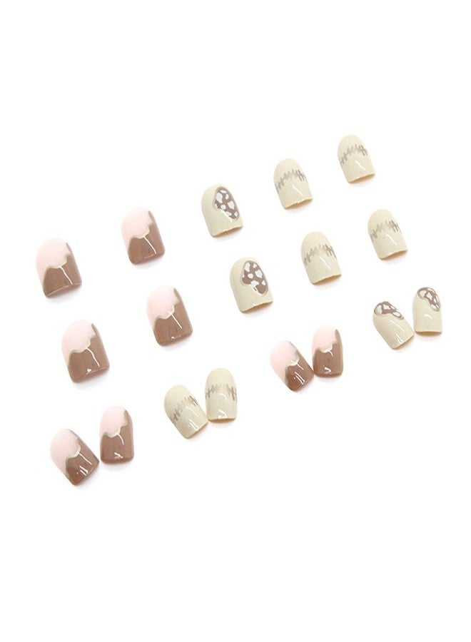 Vezocim Glue on Nails Square Short Length, 24Pcs Full Cover Reusable False Nails Kits, Artificial Fingernails Acrylic Fake Nails for Women, Press on Nails With Charms, Stick on Nails Coffin Shape(R609) - Image 5