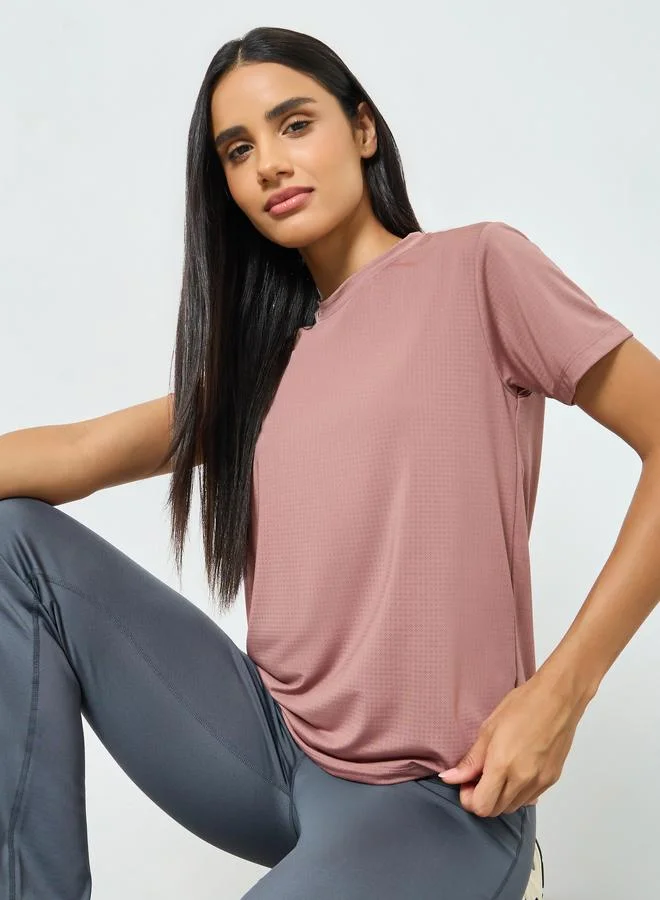 Styli Active Pack of 2 - Textured Basic Short Sleeve Top