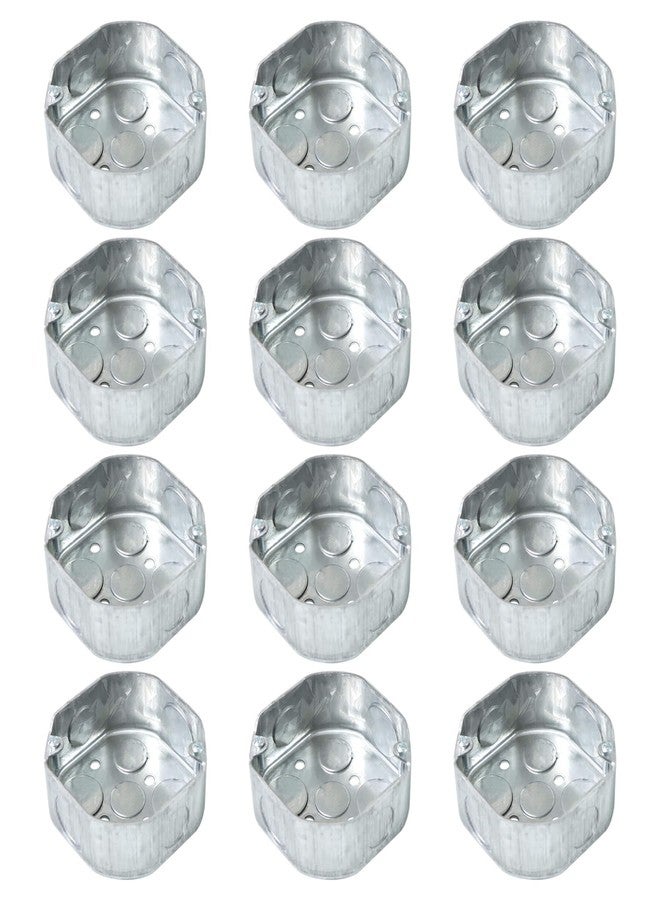 Qlvily 12 Packs Octagon Electrical Box, Raised Ground 1-1/2'' Deep Metal Electrical Box, 3/4" Side Knockouts, Electrical Junction Box, Galvanized - Image 1
