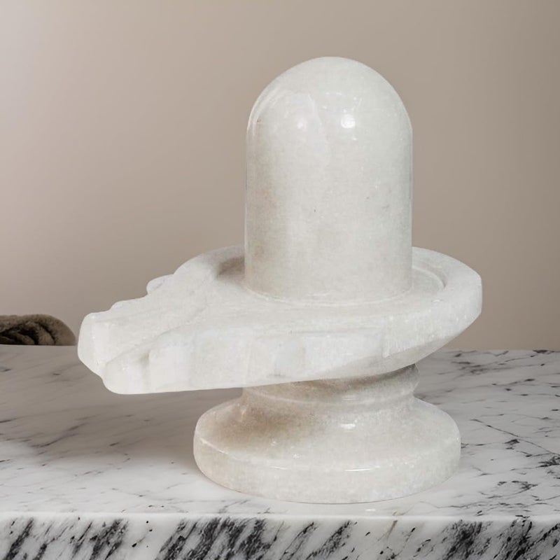 Salvus App SOLUTIONS White Marble Shivling Shiva Pindi for Showpiece Divine HomeOffice Decor Car Dashboard 25 Inch - Image 4