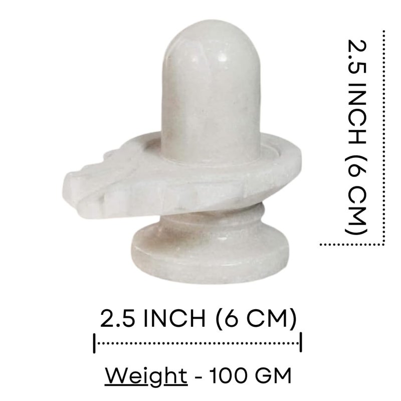 Salvus App SOLUTIONS White Marble Shivling Shiva Pindi for Showpiece Divine HomeOffice Decor Car Dashboard 25 Inch - Image 2