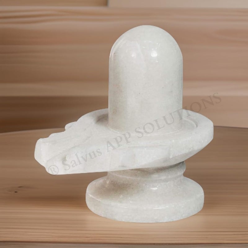 Salvus App SOLUTIONS White Marble Shivling Shiva Pindi for Showpiece Divine HomeOffice Decor Car Dashboard 25 Inch - Image 3