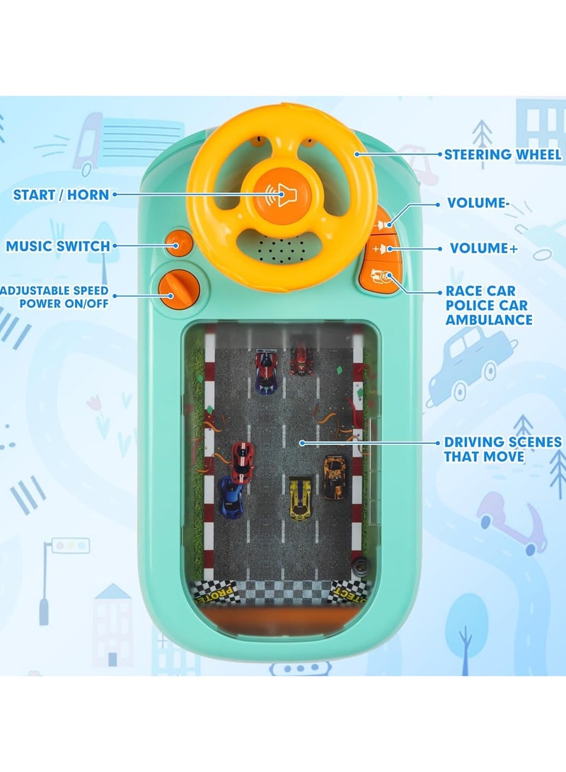 general Baby Musical Steering Wheel Toy, Toddler Simulated Driving Racing Car Game with Sound,Pretend Play Driving Toy Toddler Sensory Toys Boys Girls Birthday Gift (Green Driving Racing Car) - Image 3