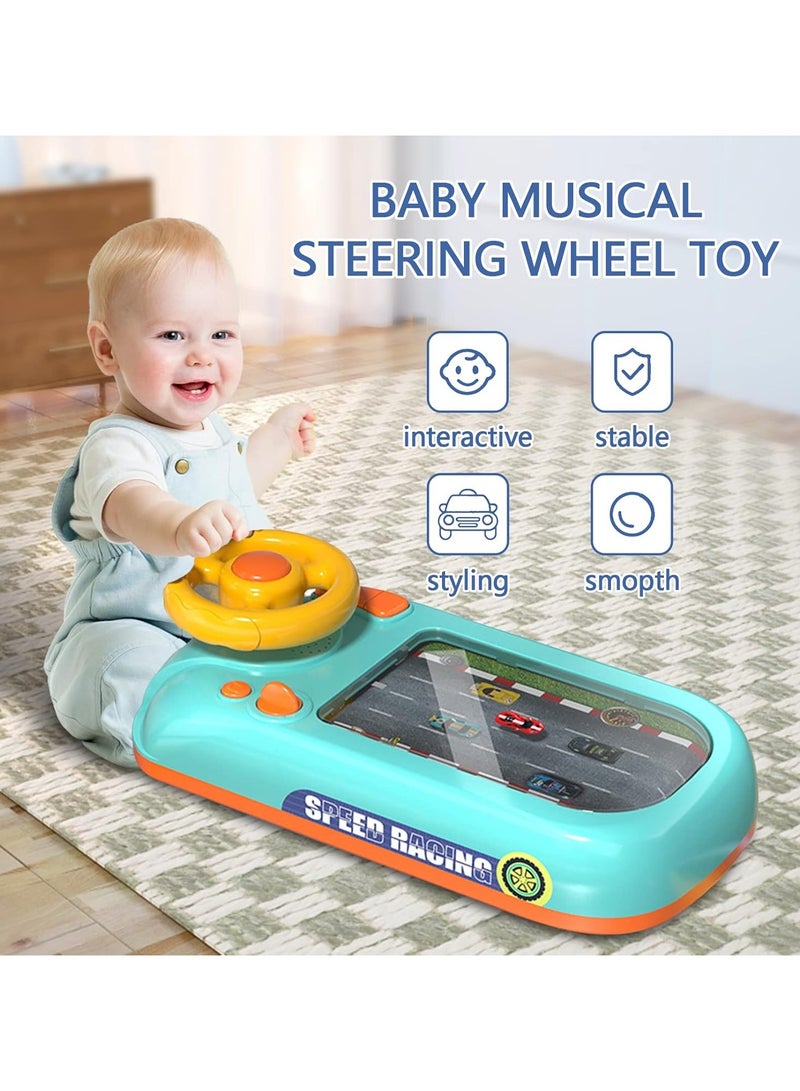 general Baby Musical Steering Wheel Toy, Toddler Simulated Driving Racing Car Game with Sound,Pretend Play Driving Toy Toddler Sensory Toys Boys Girls Birthday Gift (Green Driving Racing Car) - Image 2