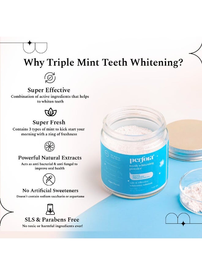 Perfora Teeth Whitening Combo - Whitens Teeth in 1 Use | Enamel-Safe & Sensitivity-Free Oral Care Formula For Tooth Stain Removal | Purple Toothpaste- 75gm, Teeth Whitening Powder-50gm & Purple Serum - 10ml - Image 2