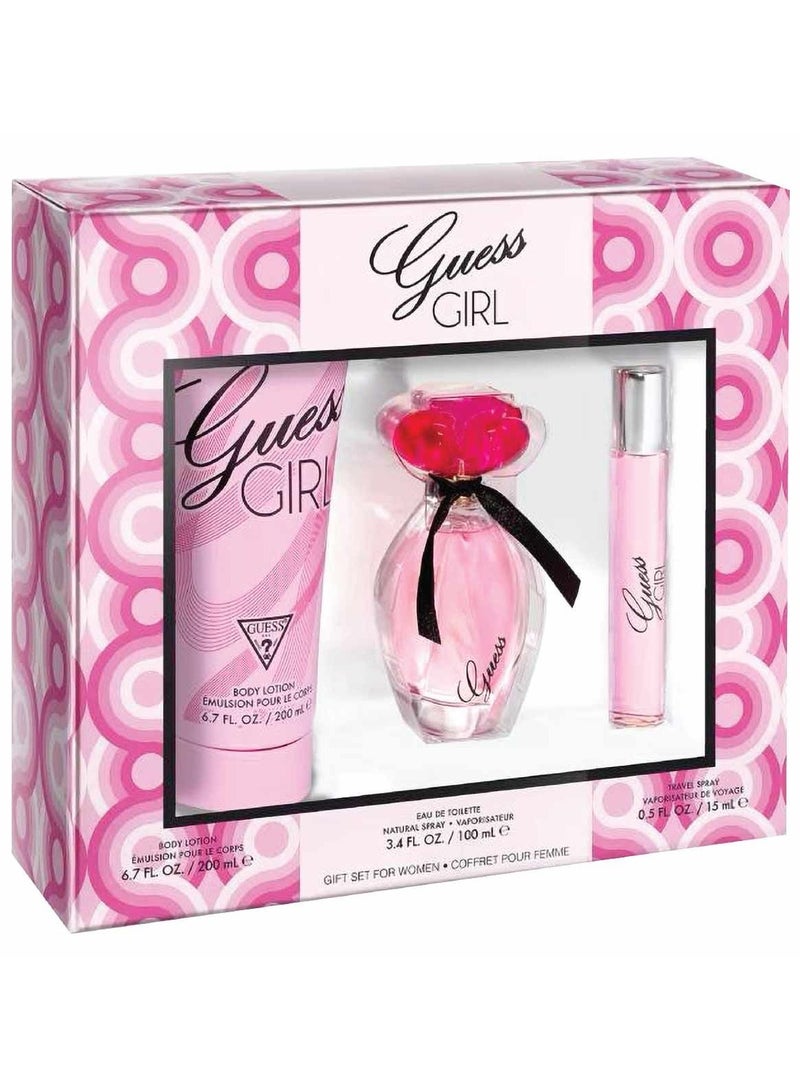 Guess Girl Women Gift Set (Body Lotion 200ml, EDT 100ml, Travel Spray 15ml) - Image 1