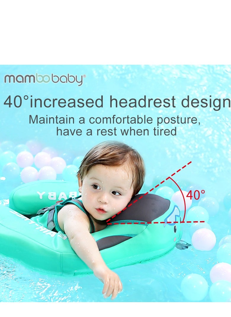 Mambobaby Non-inflatable Baby Swim Float Soft Waterproof Baby Swimming Float Skin-friendly Swim Trainer with Tail Float + Sun Canopy for 3-24 Months Baby  - Image 3