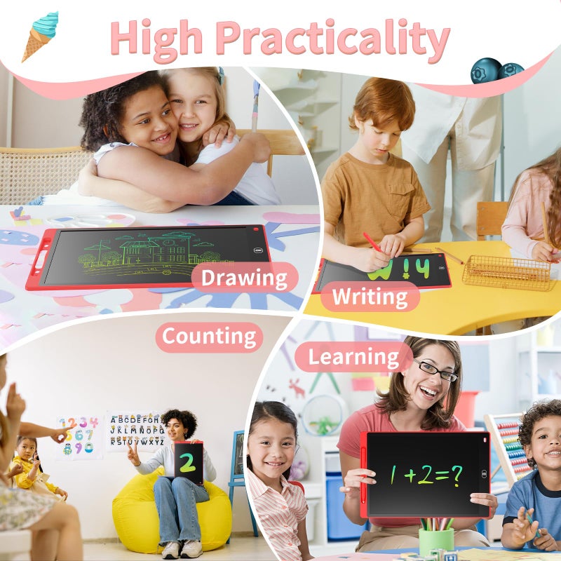 Genialba [2 Pack] Genialba LCD Writing Tablet 8.5-Inch Colorful Doodle Board, Toddler Learning Educational Toys Gifts for 3-8 Years Old Girls and Boys, Electronic Drawing Pad for Kids (Blue&Red) - Image 5