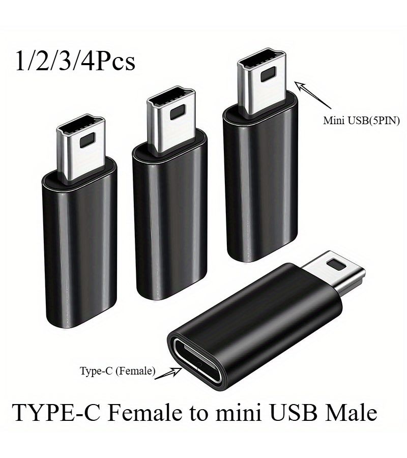3 Pack USB C to Mini USB Adapter Charge Data Sync for Camera GPS Dash Cam - Image 1