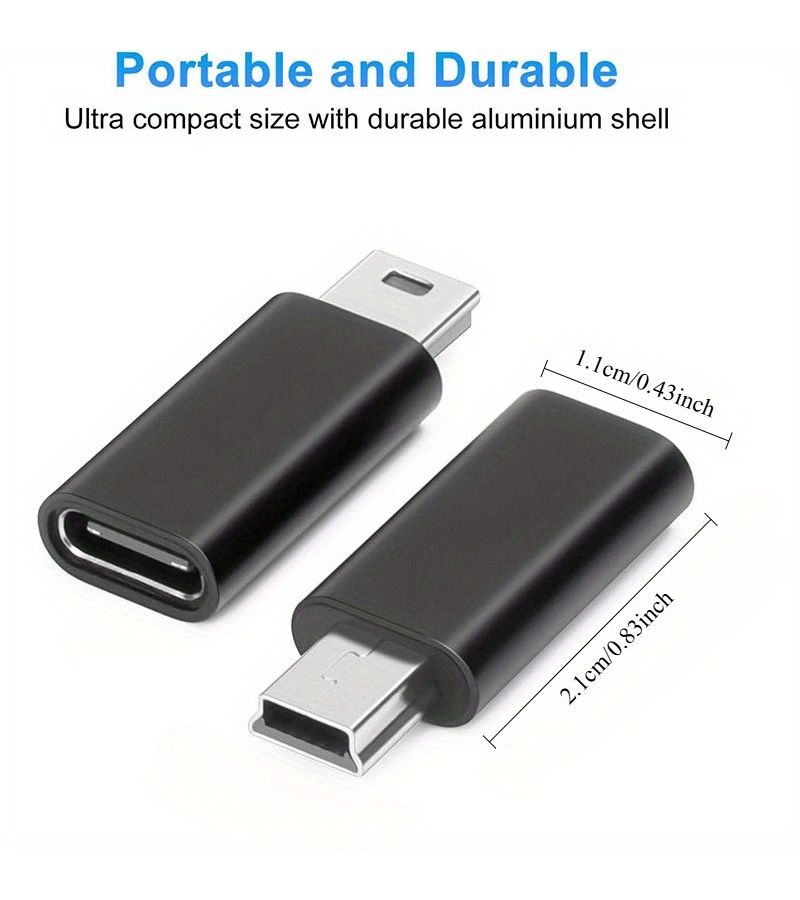 3 Pack USB C to Mini USB Adapter Charge Data Sync for Camera GPS Dash Cam - Image 2