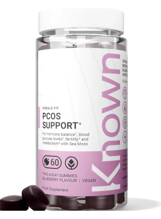 Known PCOS Support Gummies – Blueberry Flavour, Vegan Supplement with Vitamin B6, Zinc & Chromium – Hormonal Balance & Metabolic Support – 1 Month Supply, 3rd Party Tested - Image 1