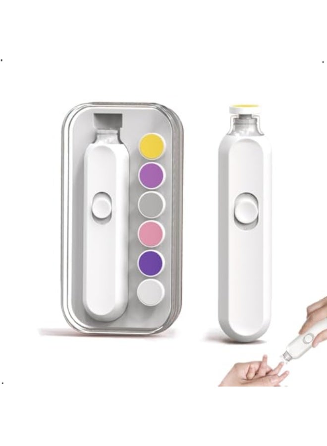 Electric Baby Nail Trimmer, Electric Nail Buffer, Safe Baby Nail File Kit, Nail Trimmer Kit with 6 Grinding Pads, LED Light and Storage Box, Baby Nail Clippers for Newborn Infant Toddler  - Image 1