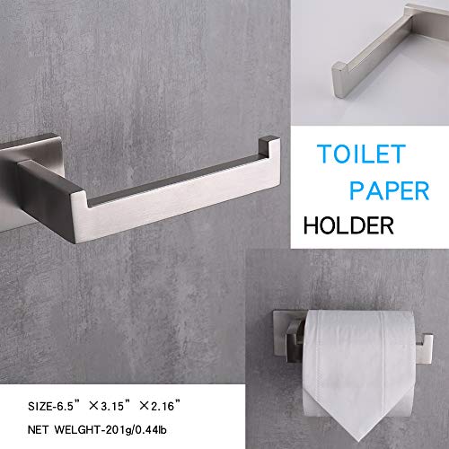TASTOS Toilet Paper Holder Brushed Nickel, Toilet Tissue Roll Holders Dispenser and Hangers Wall Mounted for Bathroom & Kitchen, Stainless Steel Modern Square Style (Silver) - Image 2