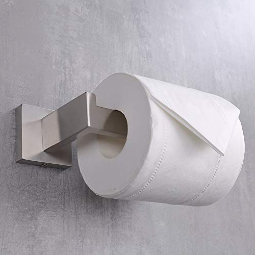 TASTOS Toilet Paper Holder Brushed Nickel, Toilet Tissue Roll Holders Dispenser and Hangers Wall Mounted for Bathroom & Kitchen, Stainless Steel Modern Square Style (Silver) - Image 4