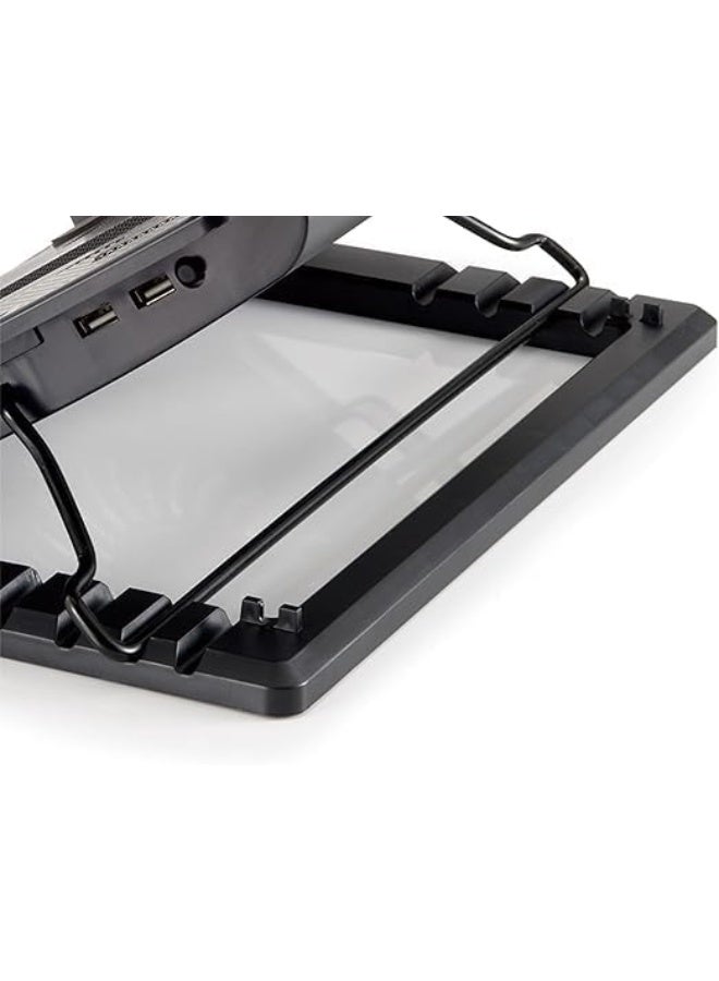Laptop Cooling Stand with Single Fan – Adjustable Height with 5 Levels, USB-Powered with Extra USB Port and On/Off Switch – Fits up to 17 Inch Devices - Image 2
