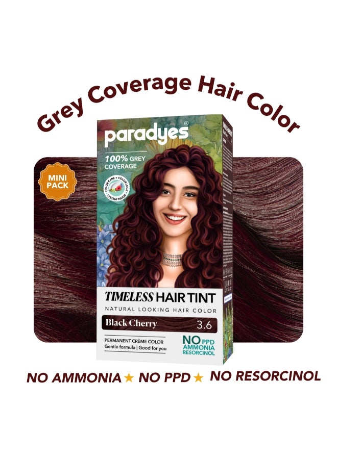 Paradyes Mini Black Cherry Timeless Hair Tint, Permanent Crème Hair Color for Hair, Complete Grey Coverage, Formula Free from PPD, Ammonia, & Resorcinol, 3.6 Black Cherry, 60 GRAM - Image 2