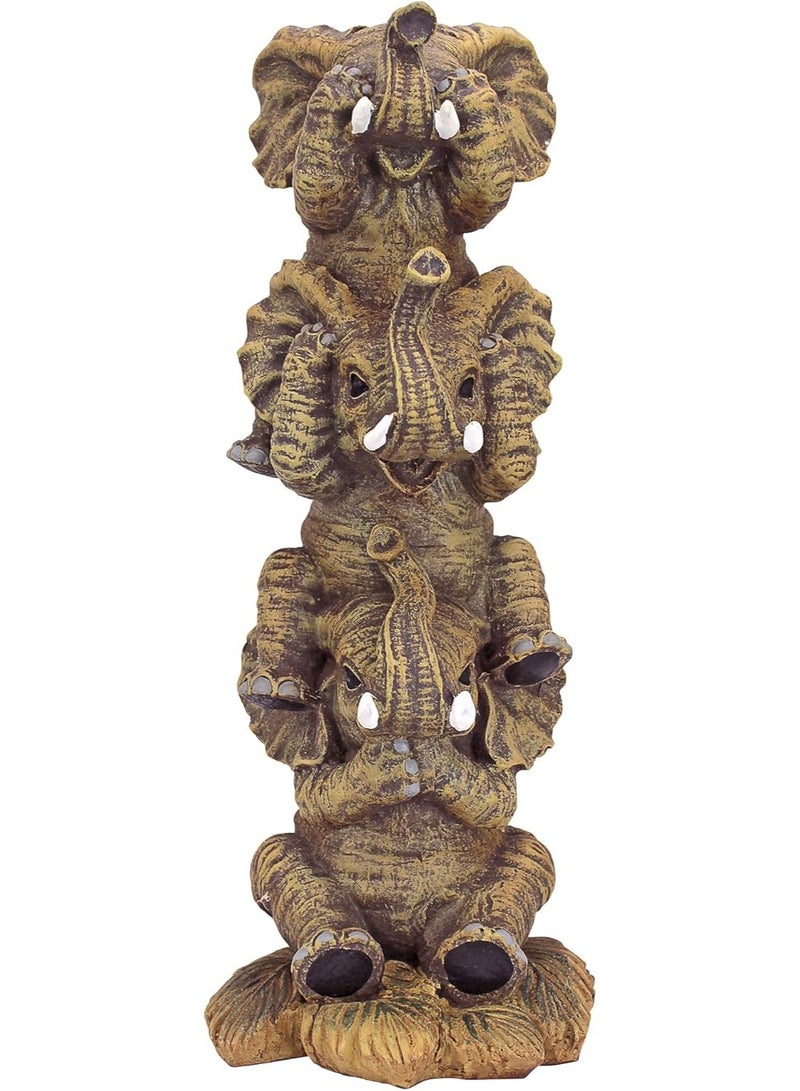 Design Toscano NG33769 Hear-No, See-No, Speak-No Evil Stacked Elephants Collectible Statue, Single,Medium - Image 3