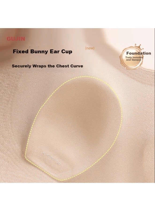 Gujin Foundation Invisible [rabbit Ear Lift, Enhances Bust, Minimizes Appearance] Seamless Push-up Anti-sagging Side Support Bra - Image 3