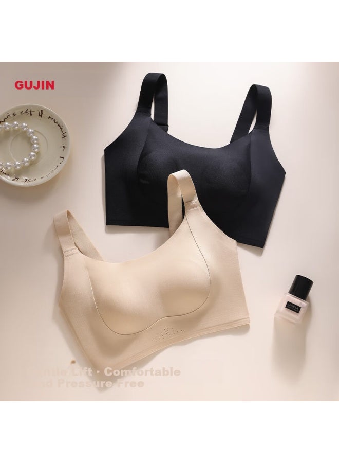 Gujin Foundation Invisible [rabbit Ear Lift, Enhances Bust, Minimizes Appearance] Seamless Push-up Anti-sagging Side Support Bra - Image 5