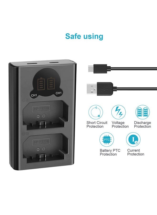 AZorb - Dual USB Charger for Sony NP-FZ100 Battery, Compatible with Sony ZV-E1, FX3, FX30, A1, A9 II, A7R V, A7S III, A7 IV, A6600, A7C Cameras, Designed with LCD Display, Versatile Charging Options - Image 1