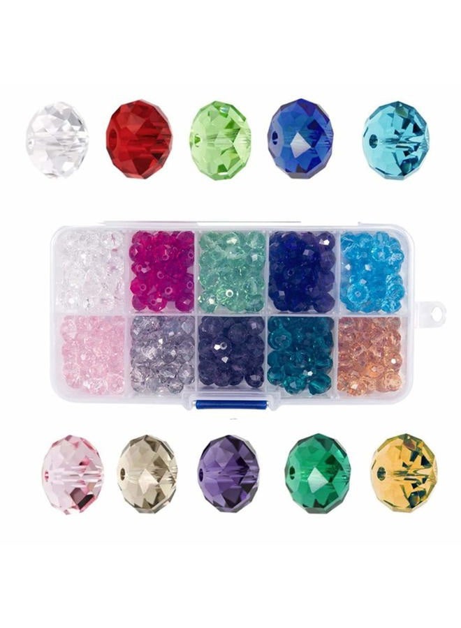 Bingcute (8MM) - Wholesale Briolette Crystal Glass Beads Finding Spacer Beads Faceted 5040 Briollete Rondelle Shape 6x8mm Assorted Colours With Container Box (300pcs) - Image 1
