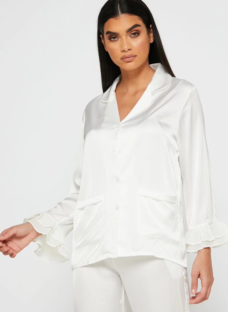 Khizana Ruffle Trim Shirt Pyjama Set