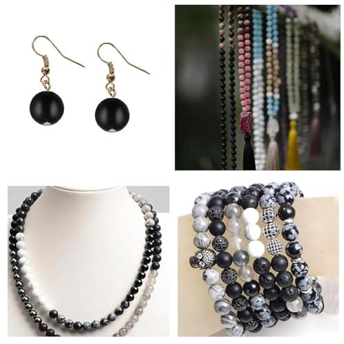 NITOPUPU 100Pcs 8mm Matte Black Onyx Agate Stone Beads for Jewelry Making, Natural Round Loose Gemstone Bead for Necklace Bracelets,Crafts for Adults with Crystal Stretch Cord - Image 5