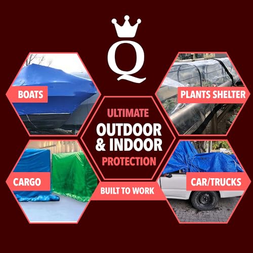 QUEEN OF TARPS | 8x10 Super Heavy Duty Tarp Waterproof, 200 GSM is 20 MIL, UV/Tear Resistant Tarp, Camping, Outdoor Furniture, Car, Tents, Painting, Firewood Protection | 8x10, Super Duty - Image 5