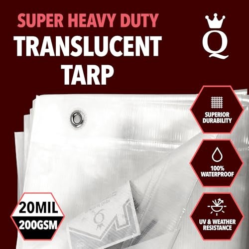 QUEEN OF TARPS | 8x10 Super Heavy Duty Tarp Waterproof, 200 GSM is 20 MIL, UV/Tear Resistant Tarp, Camping, Outdoor Furniture, Car, Tents, Painting, Firewood Protection | 8x10, Super Duty - Image 2