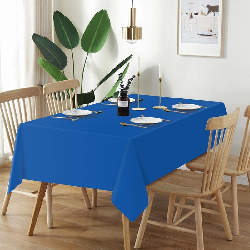 QIKSION Blue Plastic Table Cloth Disposable 2 Pack, 54 x 108 Inch Tablecloths for Patriotic Decorations, Birthday Party, Rectangle Table Cover - Image 2