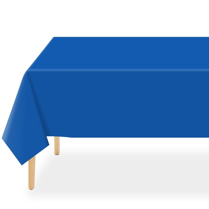 QIKSION Blue Plastic Table Cloth Disposable 2 Pack, 54 x 108 Inch Tablecloths for Patriotic Decorations, Birthday Party, Rectangle Table Cover - Image 1