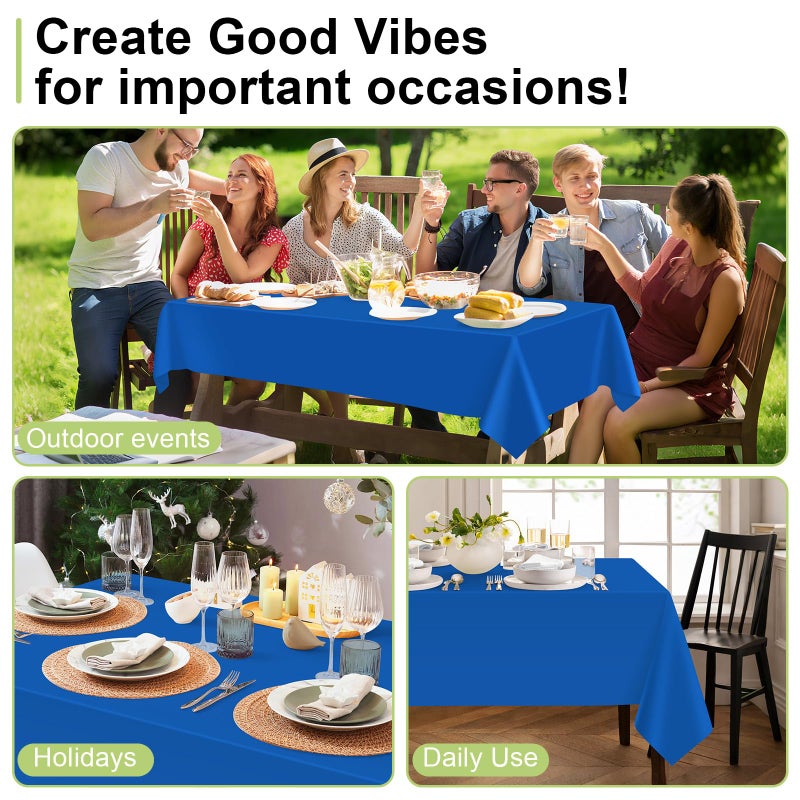 QIKSION Blue Plastic Table Cloth Disposable 2 Pack, 54 x 108 Inch Tablecloths for Patriotic Decorations, Birthday Party, Rectangle Table Cover - Image 4