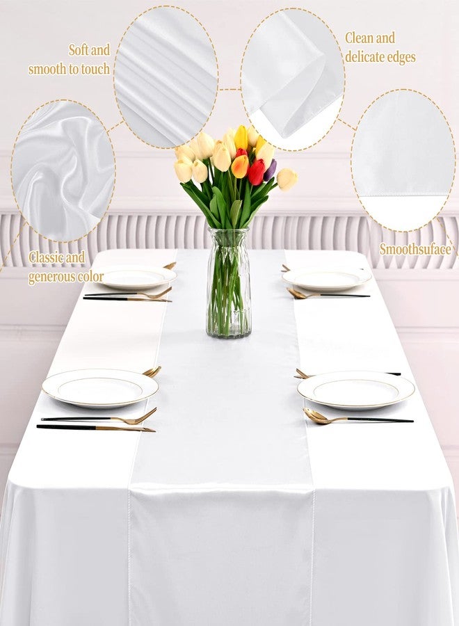 YMHPRIDE 12 Pack White Satin Table Runner 12 x 108 Inch Long Premium Table Runners for Wedding Party Events Decoration, Birthday Parties, Banquets Decorations, Graduations, Engagements - Image 3