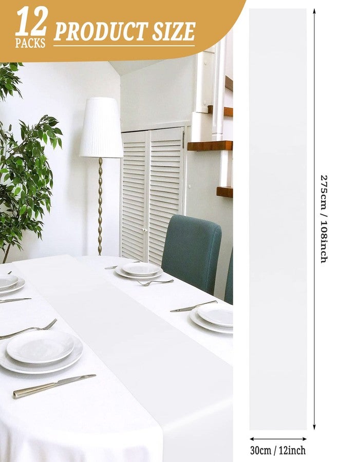 YMHPRIDE 12 Pack White Satin Table Runner 12 x 108 Inch Long Premium Table Runners for Wedding Party Events Decoration, Birthday Parties, Banquets Decorations, Graduations, Engagements - Image 2